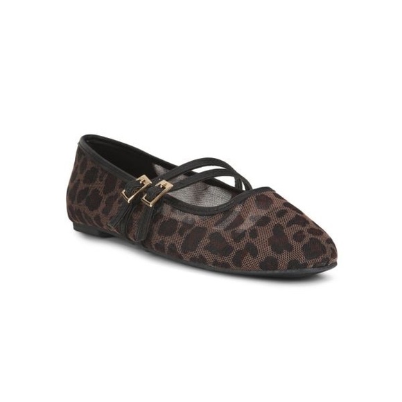 Kenneth Cole Mackenzie Leopard Mesh Ballet Flats Animal Print Black Brown 11 NEW - Picture 13 of 16